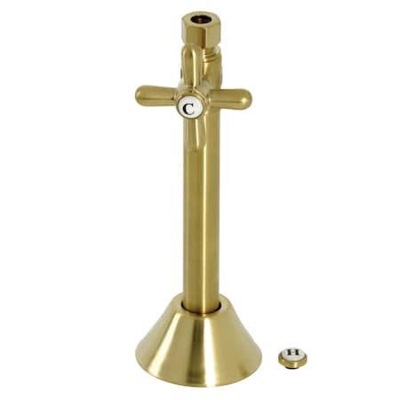 Kingston Brass CC83257X 1/2" Sweat x 3/8" O.D. Comp Straight Shut-Off Valve with 5" Extension, Brushed Brass CC83257X